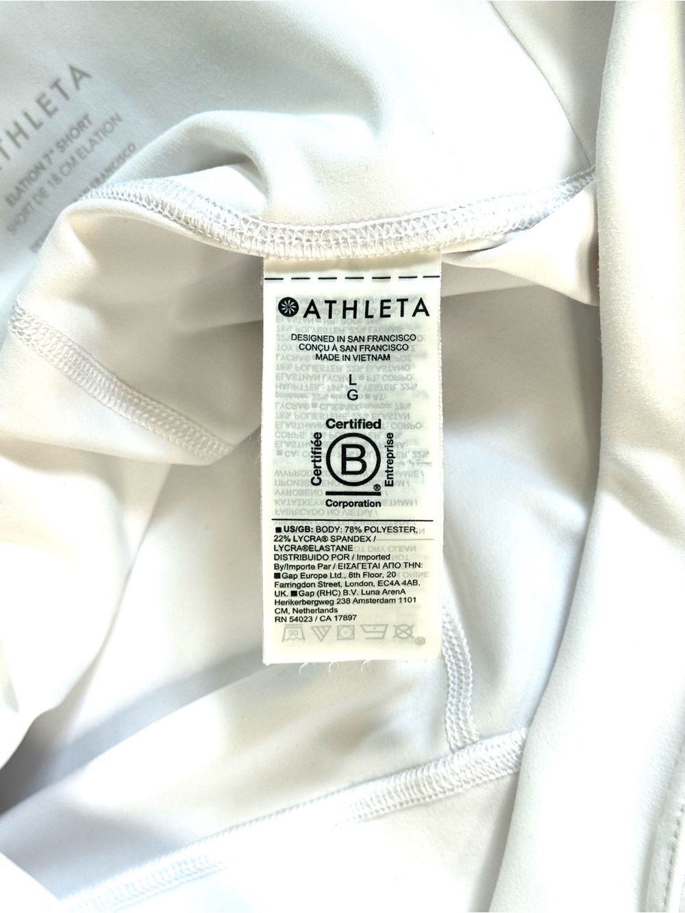 Athleta Elation Ultra High Rise 7” Short White  Women’s Large Stretch Bike Short - Picture 5 of 10